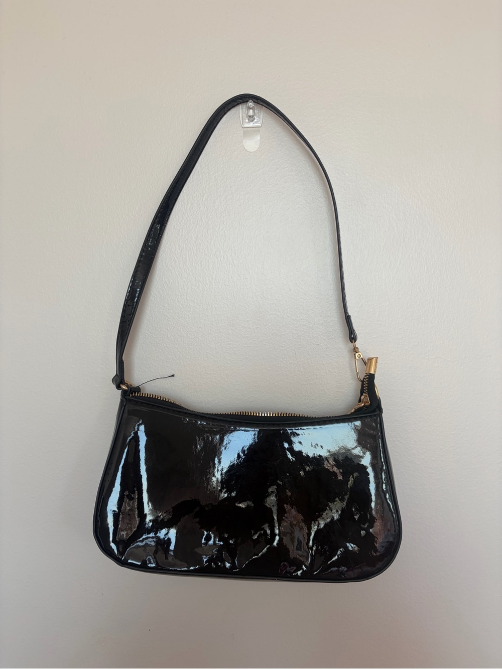 Black Patent Shoulder Bag - Unbranded